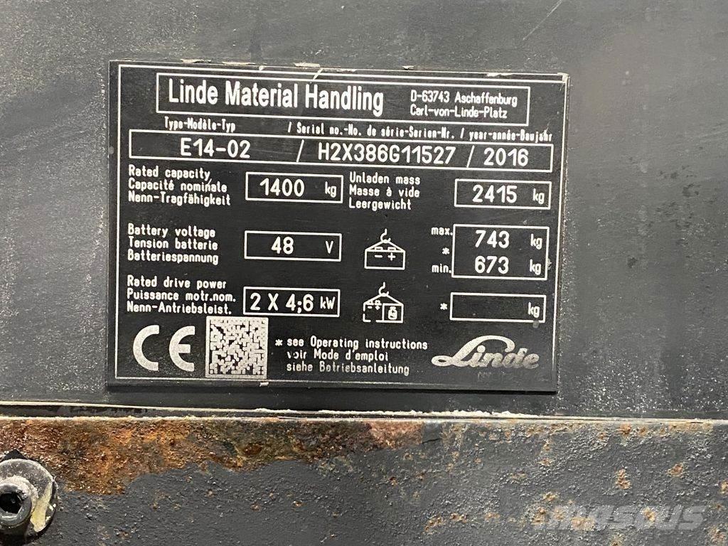 Linde E14-02 Elektriniai šakiniai krautuvai