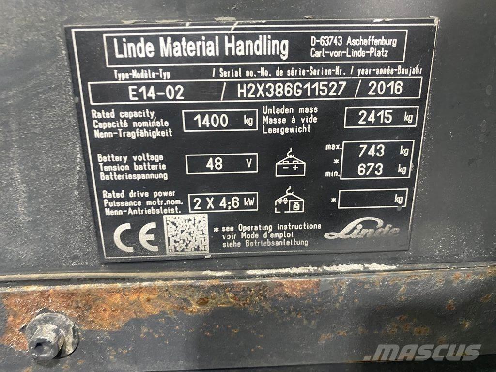 Linde E14-02 Elektriniai šakiniai krautuvai