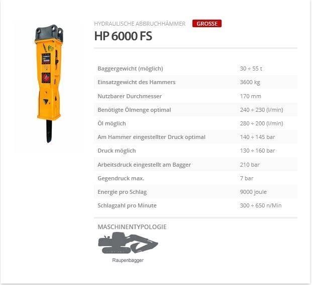 Indeco HP 6000 FS Hidrauliniai kūjai / Trupintuvai