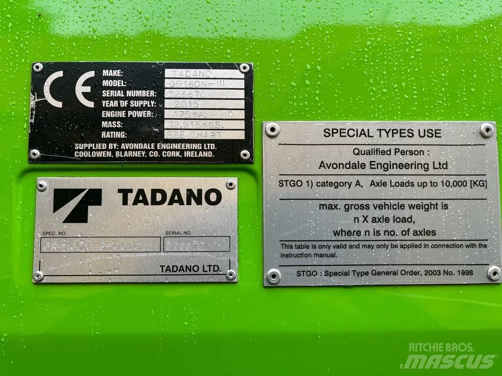 Tadano GR 160 n3 Neapdoroto reljefo kranai