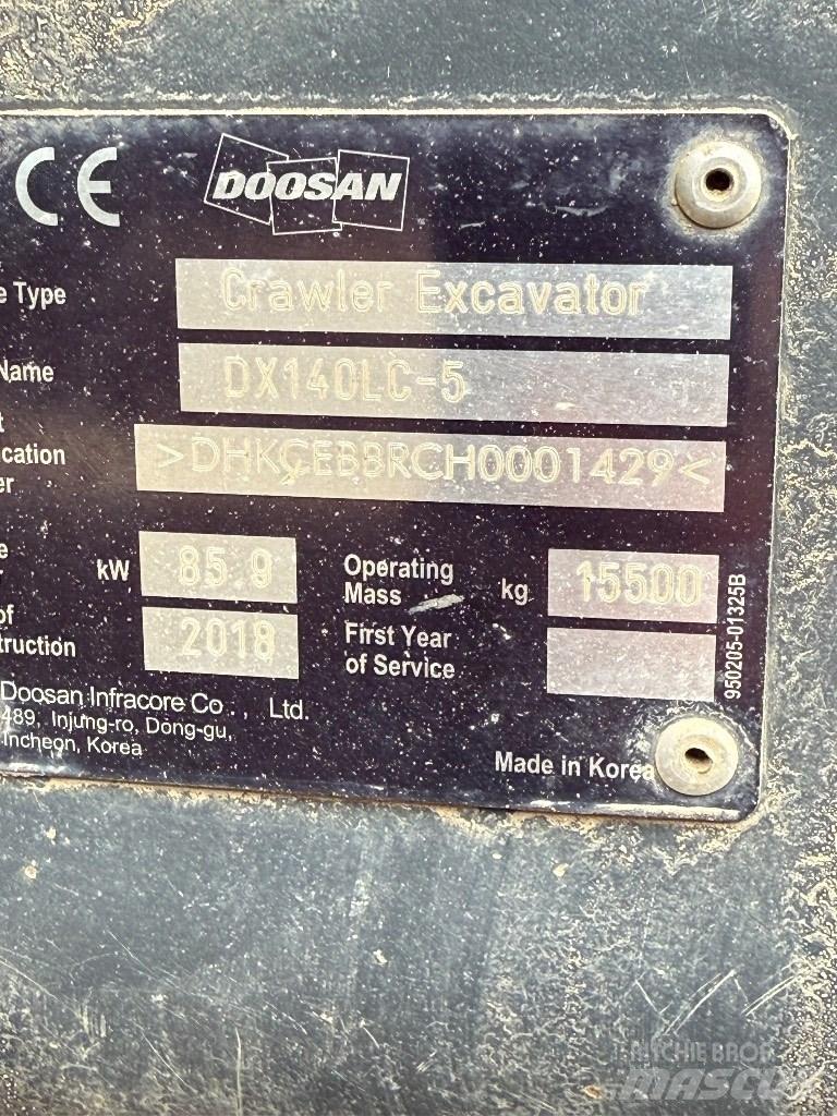 Doosan DX 140 LC Vikšriniai ekskavatoriai