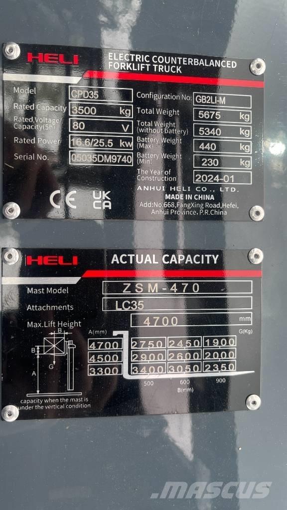 Heli CPD35-GB2LI-M Elektriniai šakiniai krautuvai
