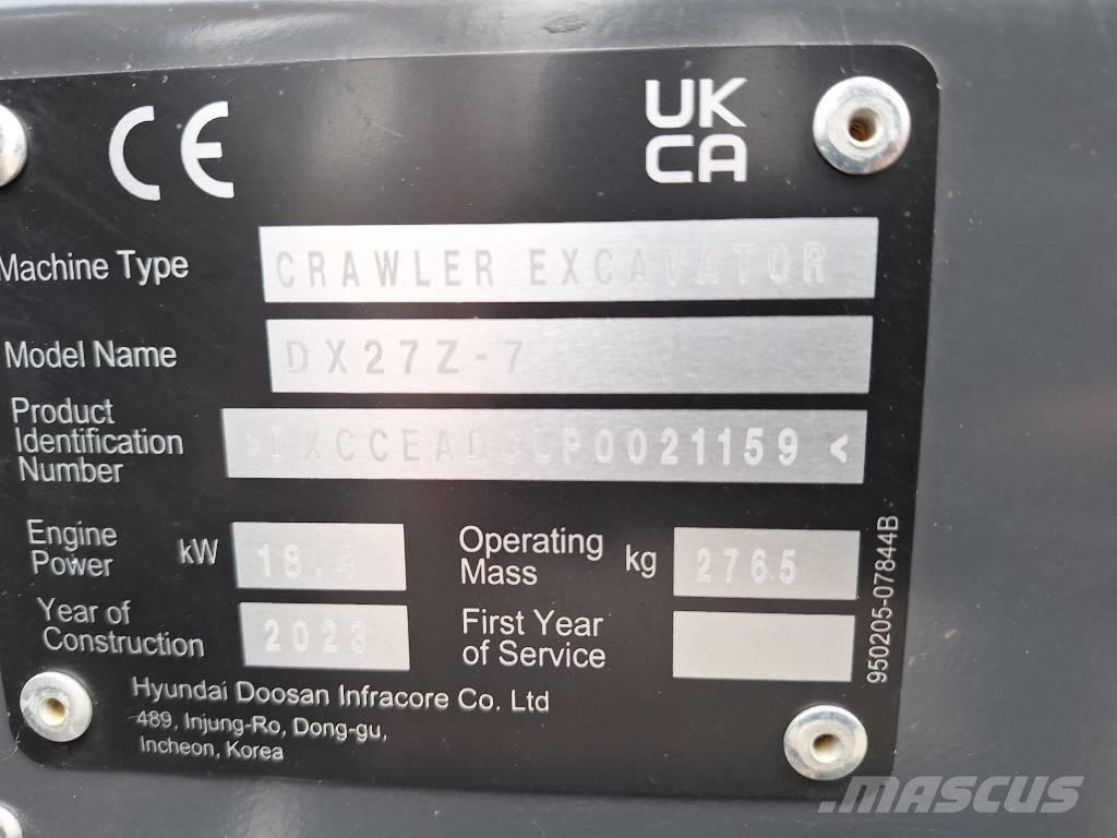 Develon DX 27 Z-7 Mini ekskavatoriai < 7 t