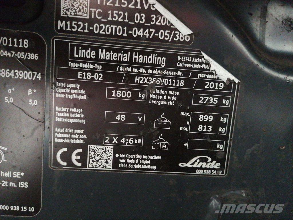 Linde E18-02 Elektriniai šakiniai krautuvai