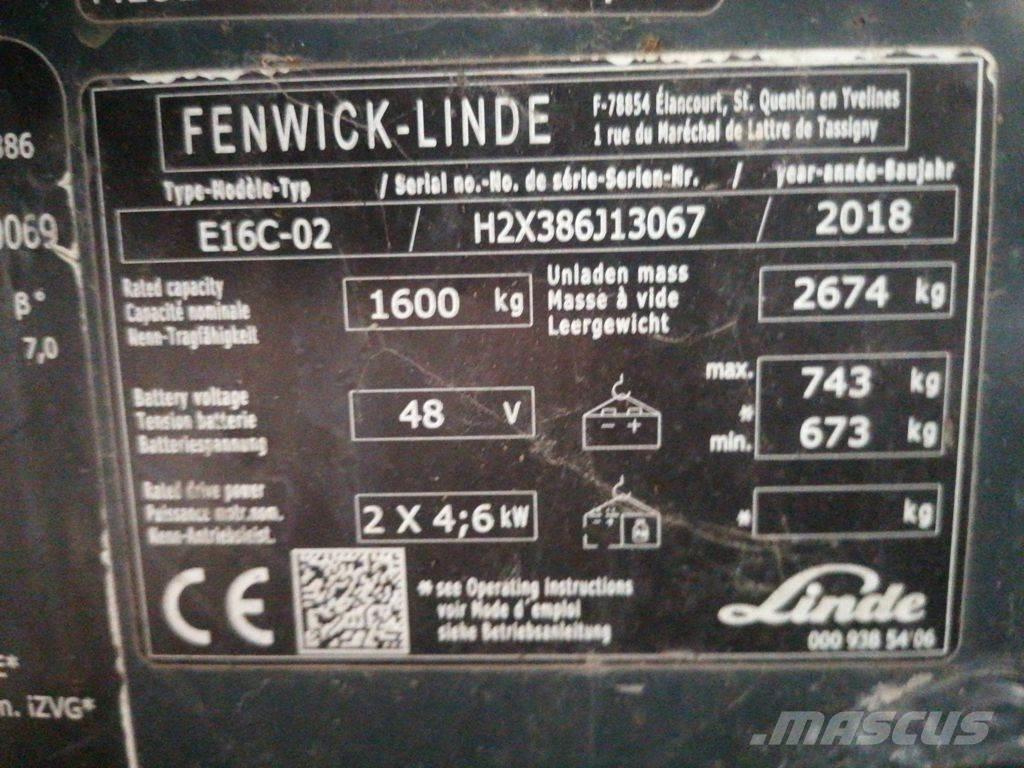 Linde E16C Elektriniai šakiniai krautuvai