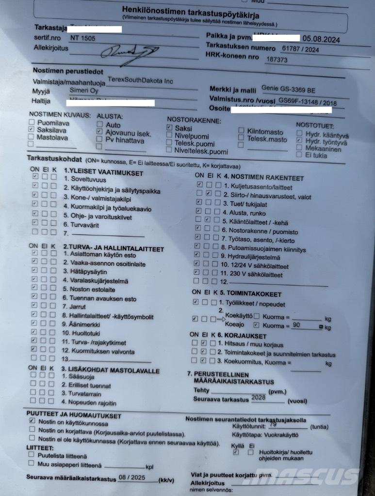 Genie GS 3369 BE Žirkliniai keltuvai