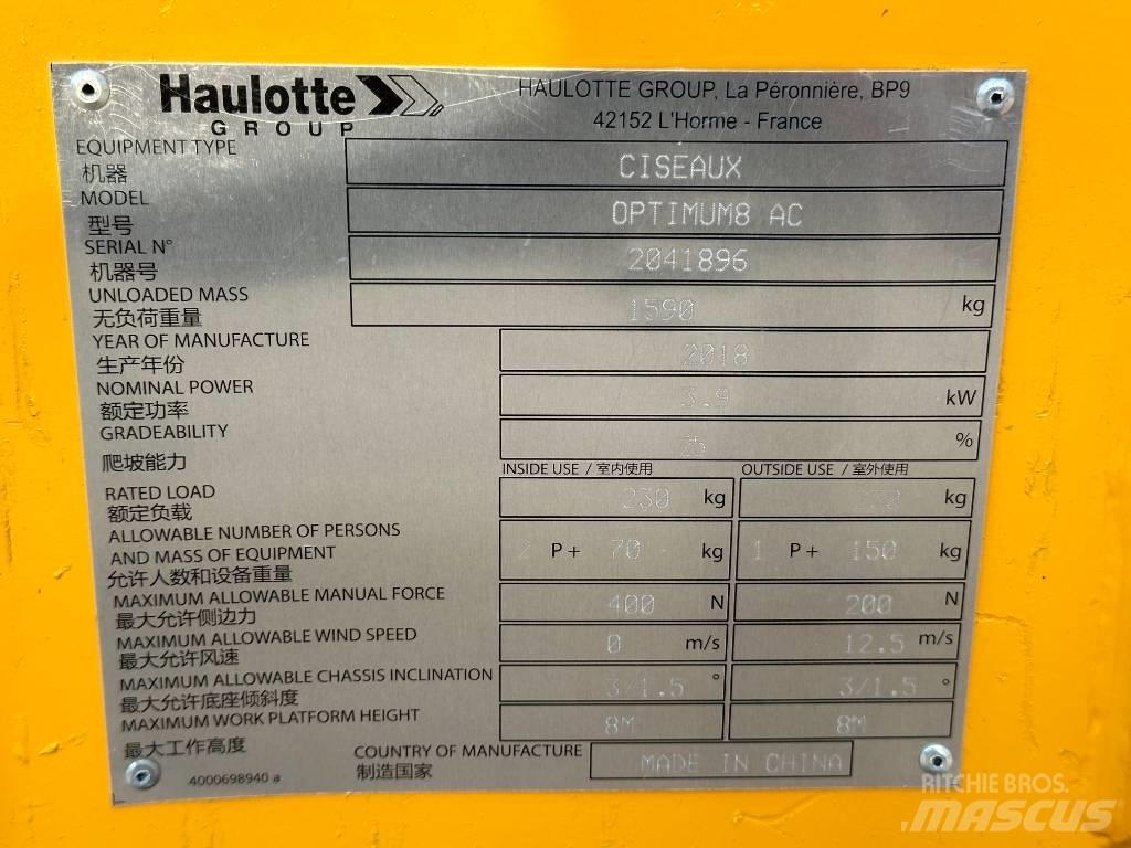 Haulotte OPTIMUM 8 Žirkliniai keltuvai