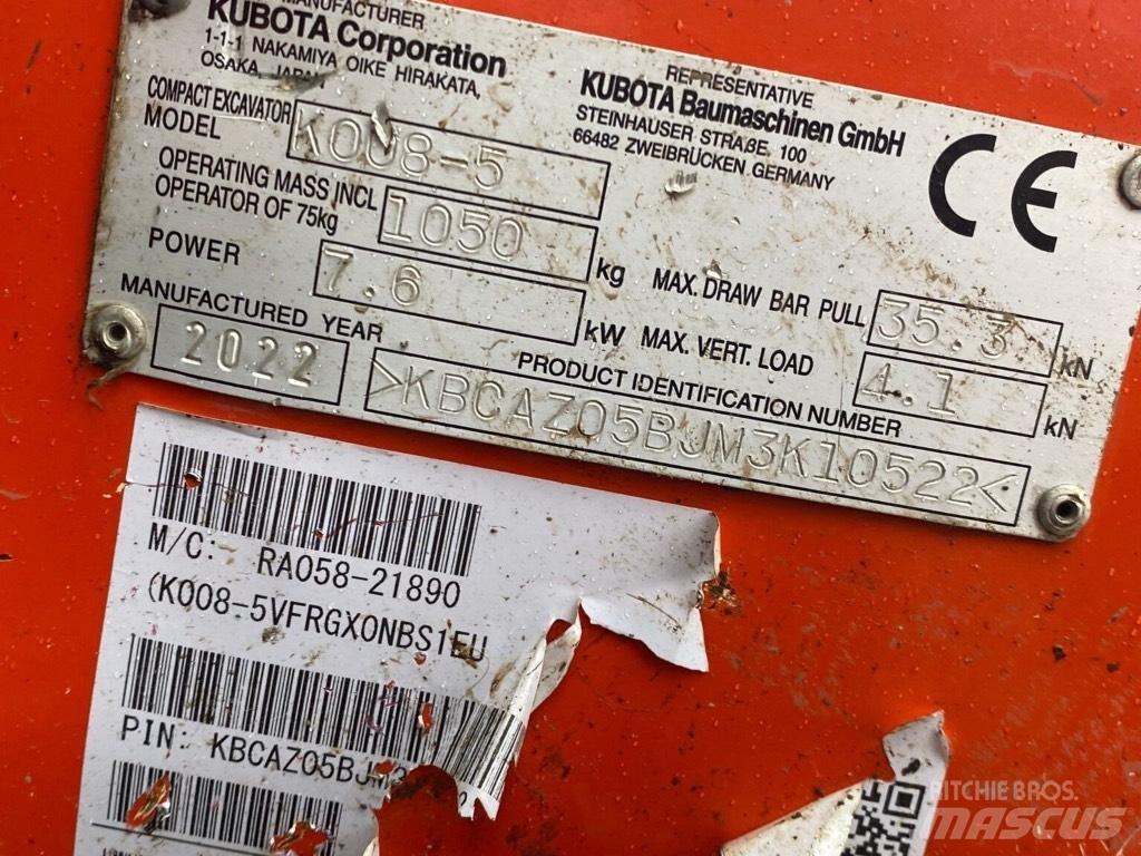 Kubota K008-5 Mini ekskavatoriai < 7 t