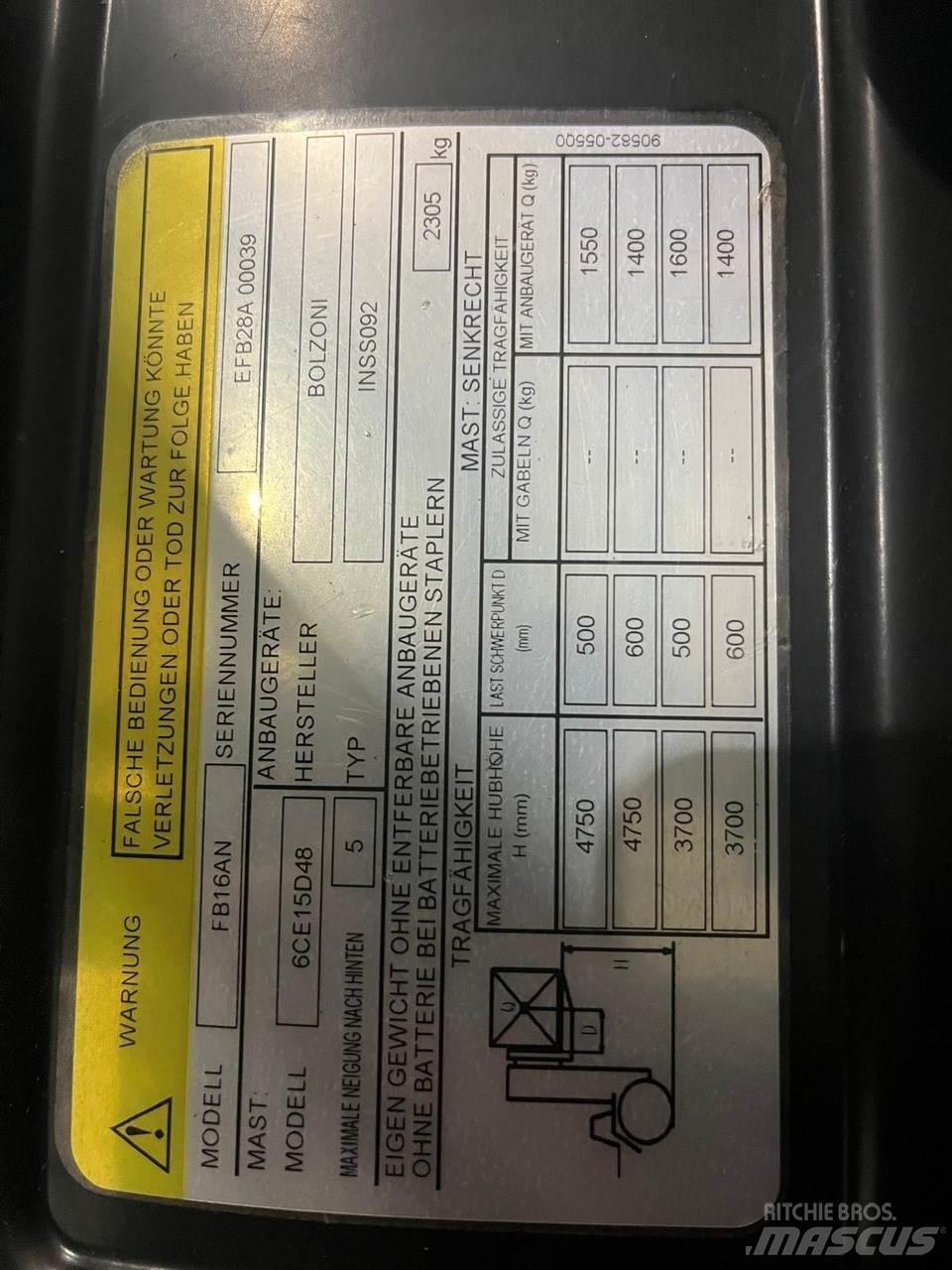 Mitsubishi FB16AN Elektriniai šakiniai krautuvai