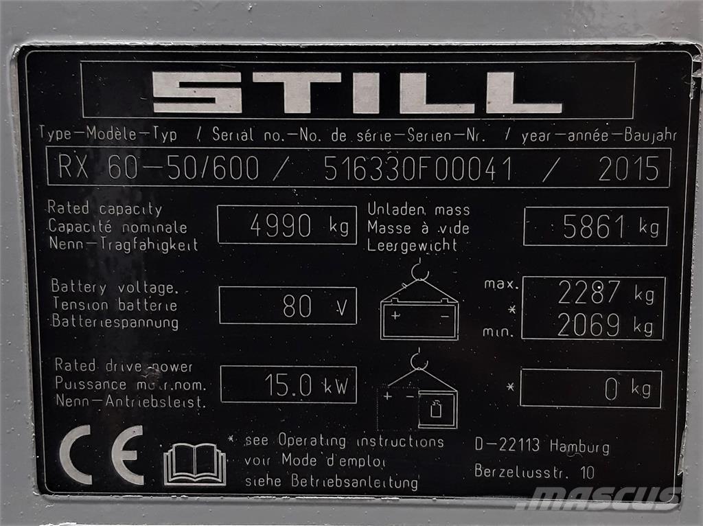 Still RX60 50 600 Elektriniai šakiniai krautuvai