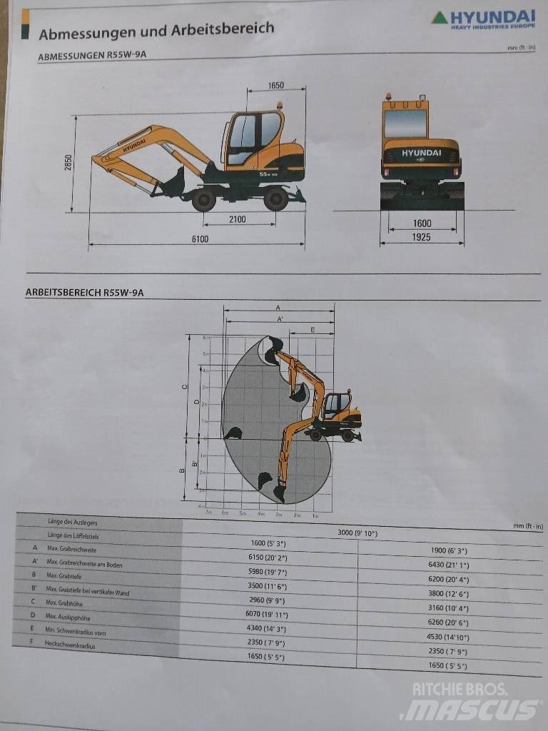 Hyundai 55W-9 Ratiniai ekskavatoriai