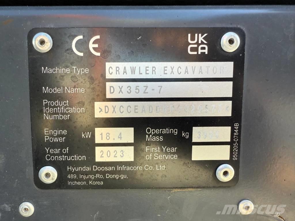 Develon DX 35 Z-7 Mini ekskavatoriai < 7 t