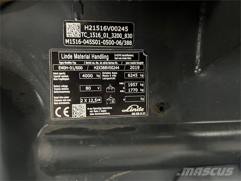 Linde E40H-01/600 Elektriniai šakiniai krautuvai