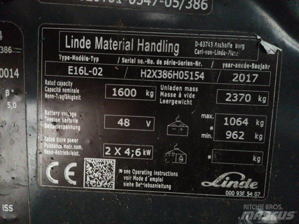 Linde E16L-02 Elektriniai šakiniai krautuvai
