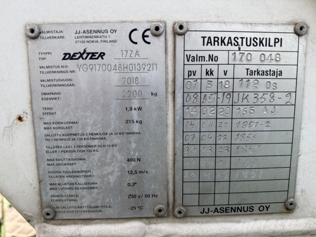 Dexter 17ZA Ant priekabų montuojamos kėlimo platformos