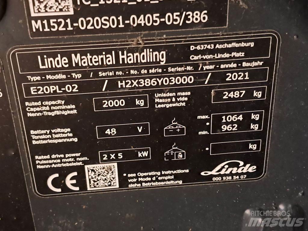 Linde E20PL-02 Elektriniai šakiniai krautuvai