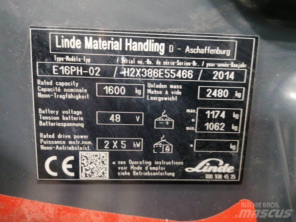 Linde E16PH-02 Elektriniai šakiniai krautuvai