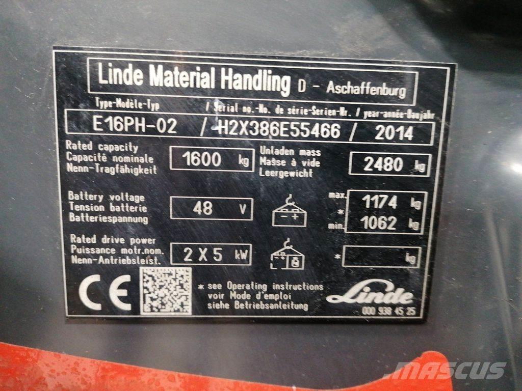 Linde E16PH-02 Elektriniai šakiniai krautuvai