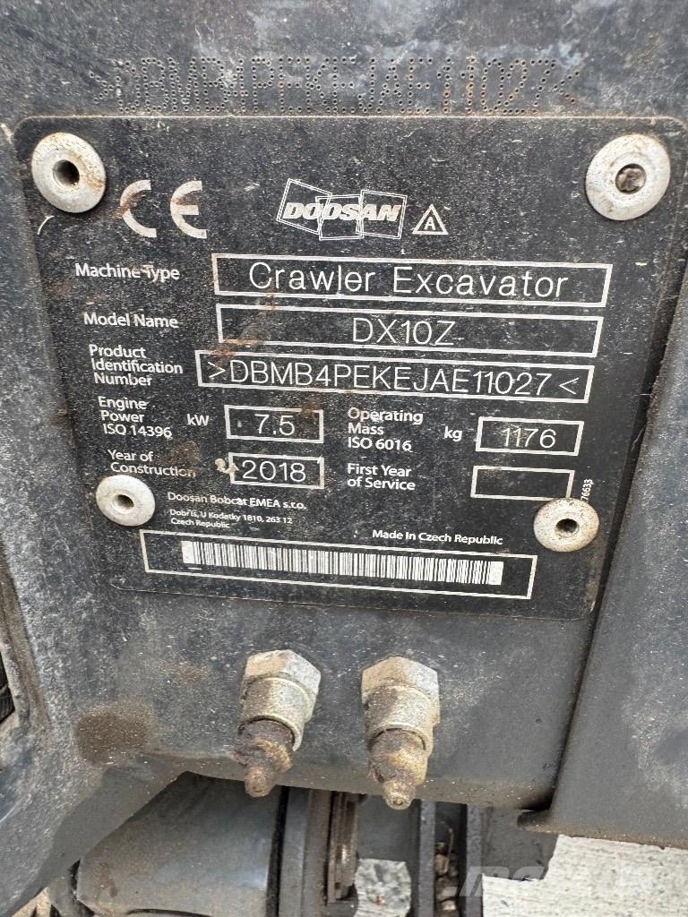 Doosan DX 10 Z Mini ekskavatoriai < 7 t