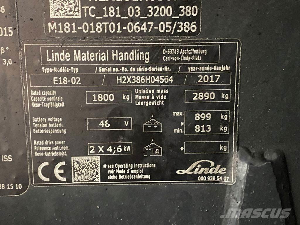 Linde E18-02 Elektriniai šakiniai krautuvai