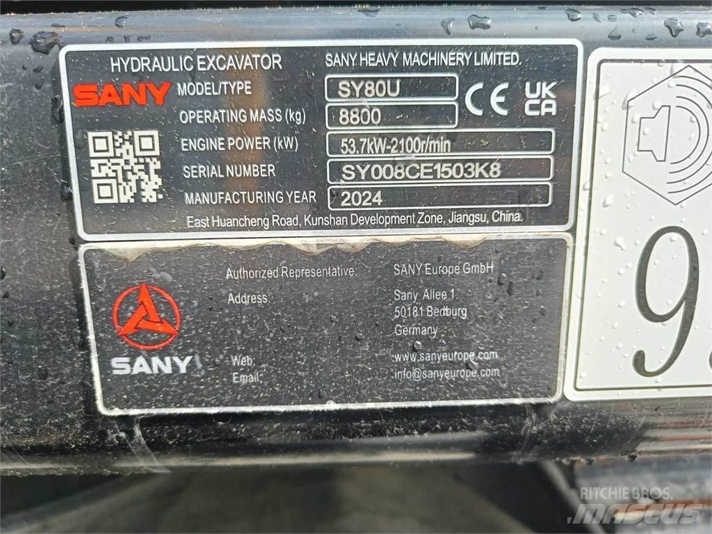 Sany SY80U Vidutinės galios ekskavatoriai 7-12 t