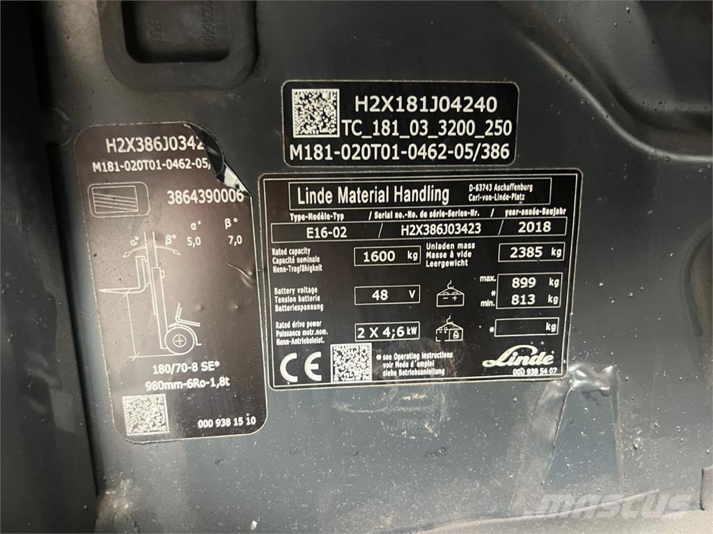 Linde E16 Elektriniai šakiniai krautuvai