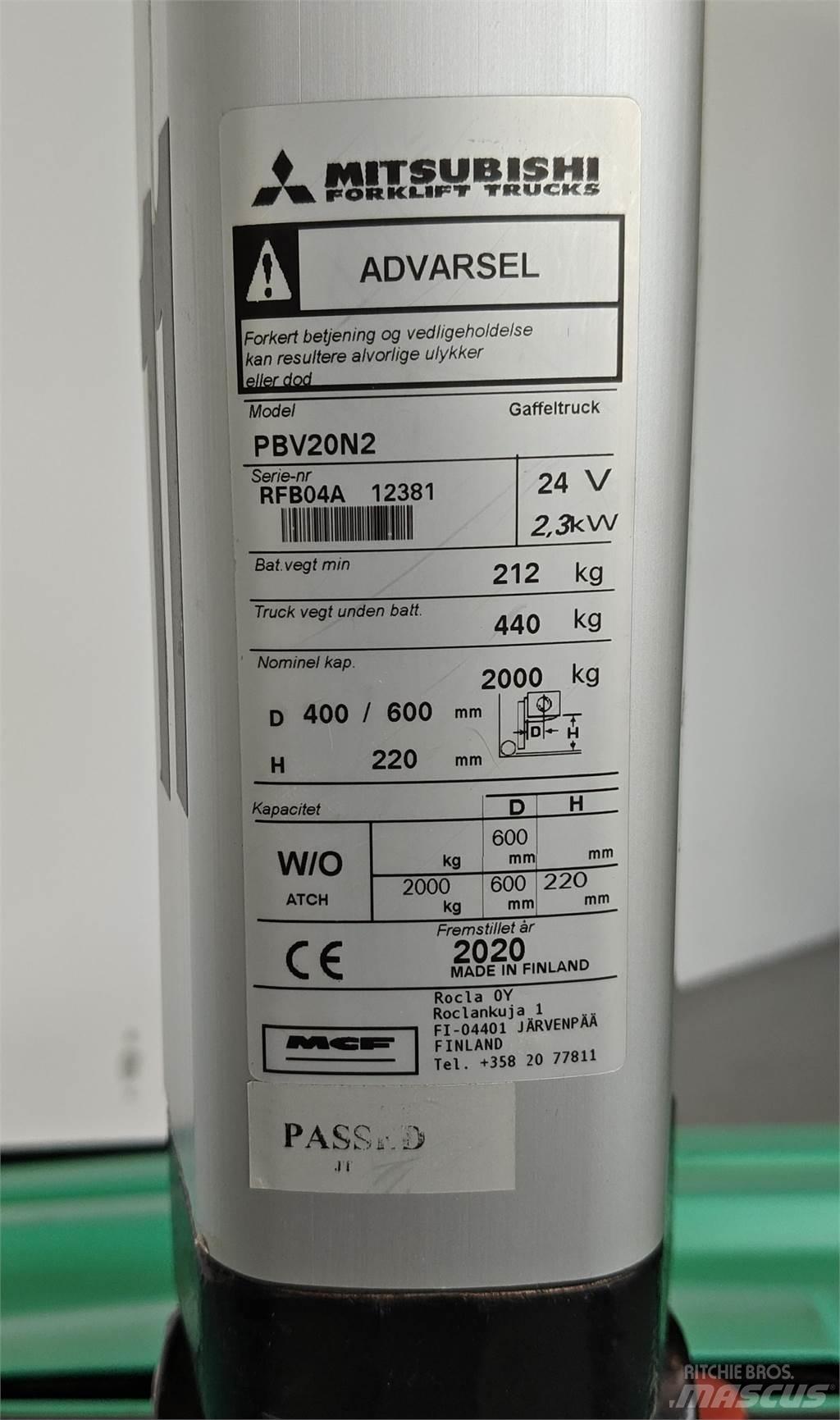 Mitsubishi PBV20N2 Šakiniai krautuvai - Kita