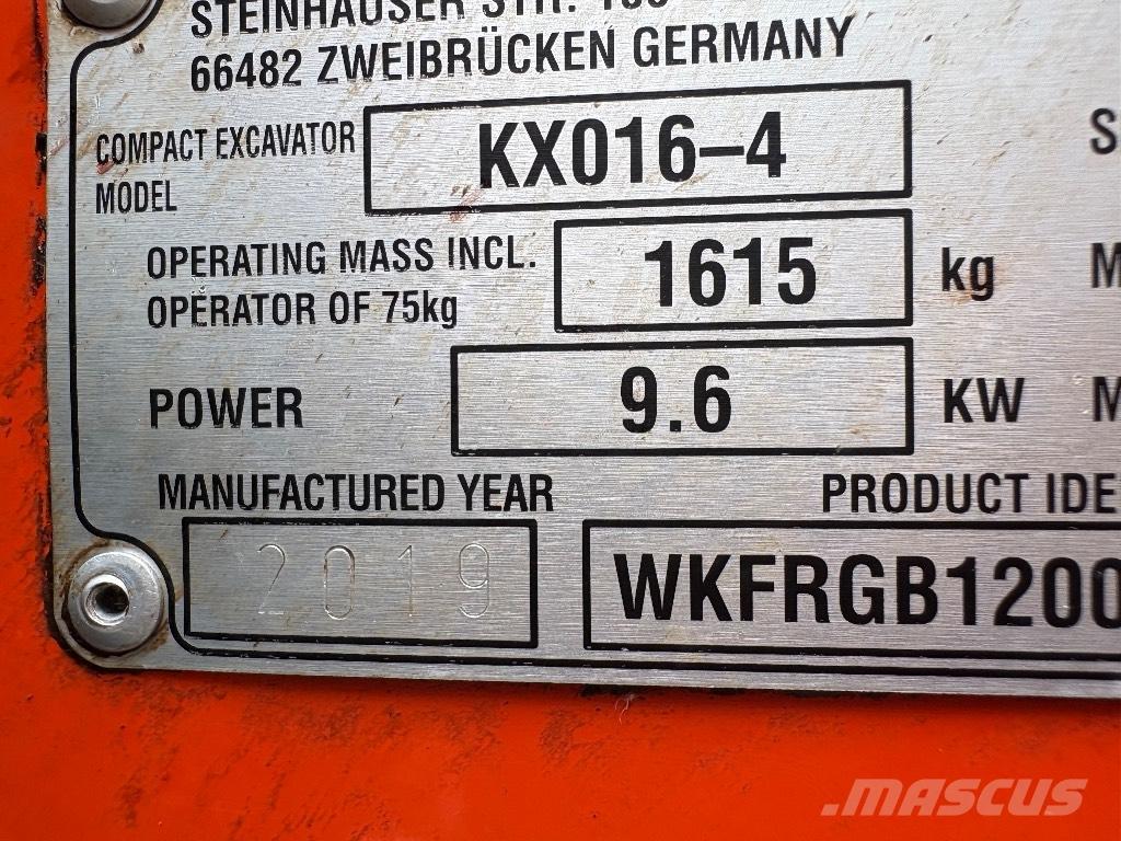 Kubota KX 016-4 Mini ekskavatoriai < 7 t