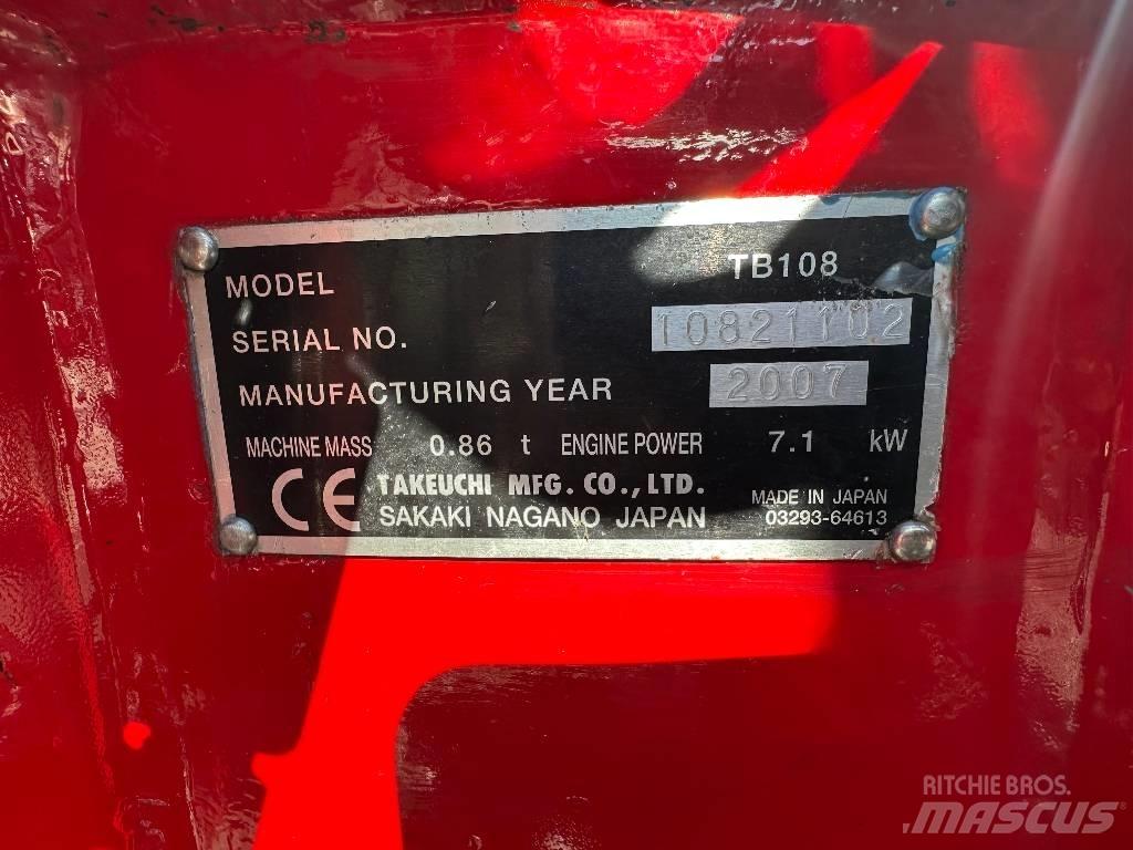 Takeuchi TB 108 Mini ekskavatoriai < 7 t