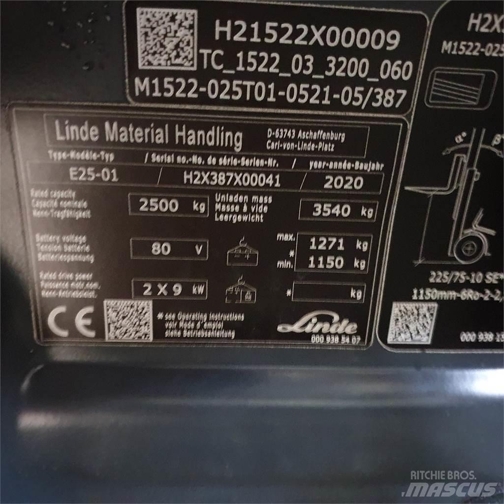 Linde E25 Elektriniai šakiniai krautuvai