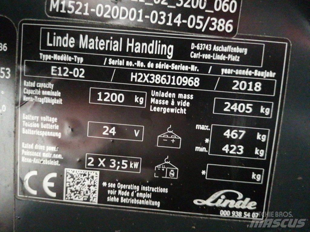 Linde E12-02 Elektriniai šakiniai krautuvai