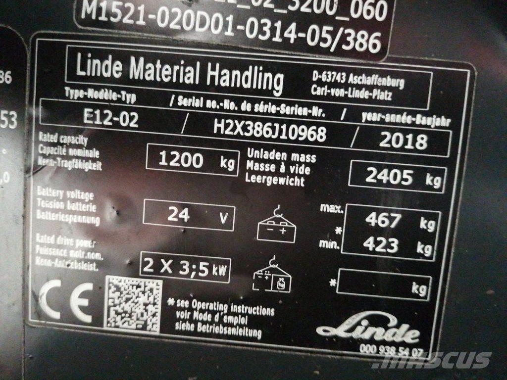 Linde E12-02 Elektriniai šakiniai krautuvai