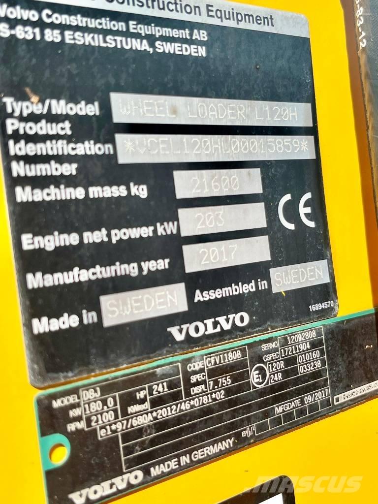Volvo L 120 H Naudoti ratiniai krautuvai