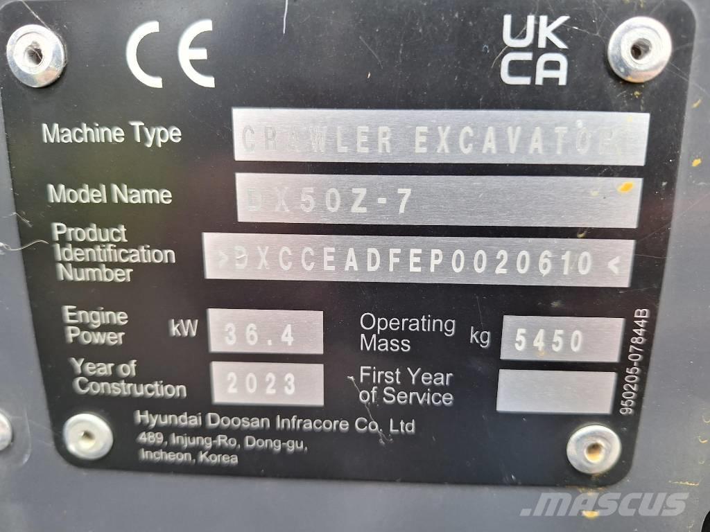 Develon DX 50 Z-7 Mini ekskavatoriai < 7 t