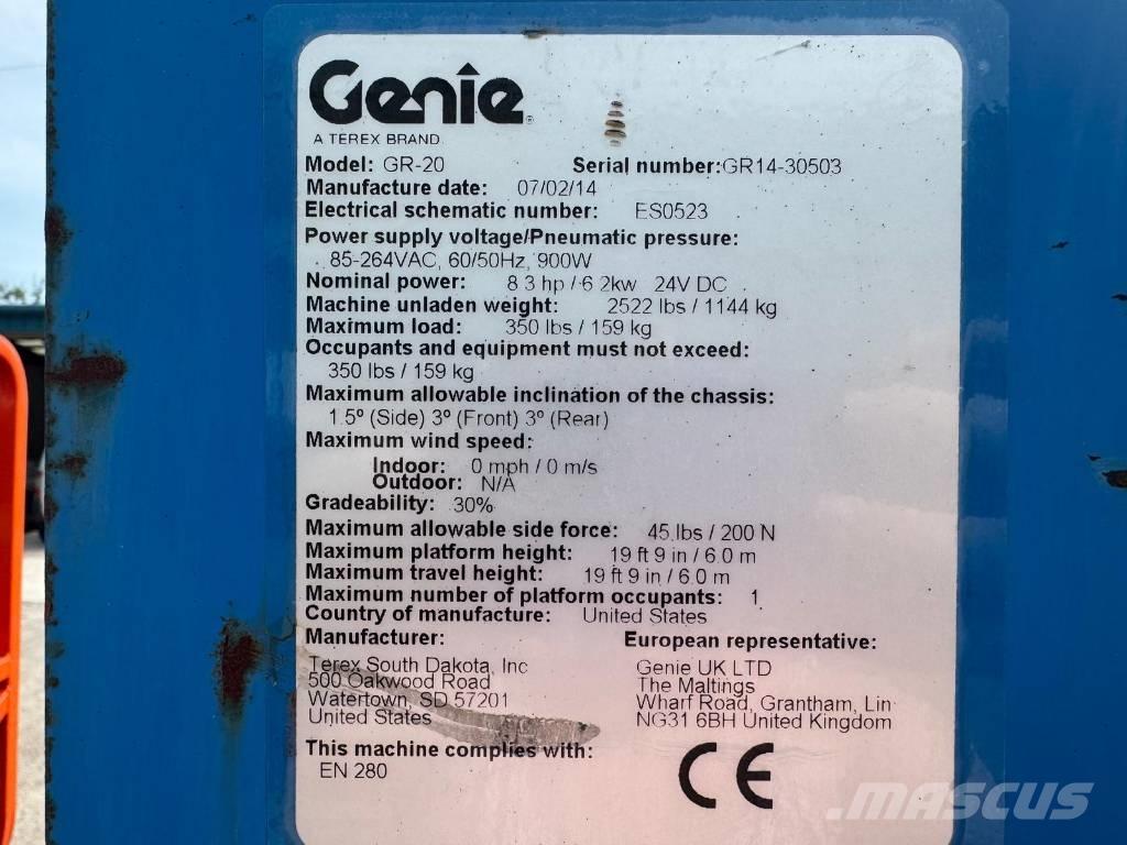Genie GR 20 Vertikalūs stiebiniai keltuvai