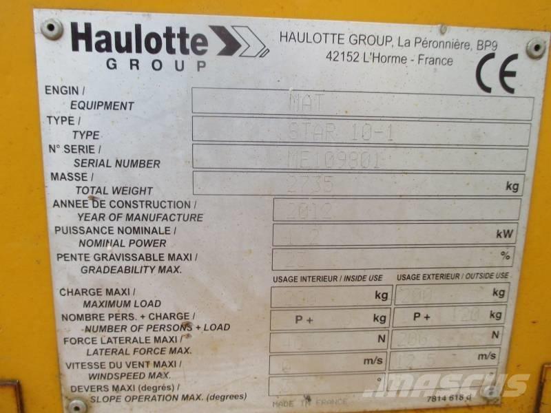Haulotte Star 10 Vertikalūs stiebiniai keltuvai