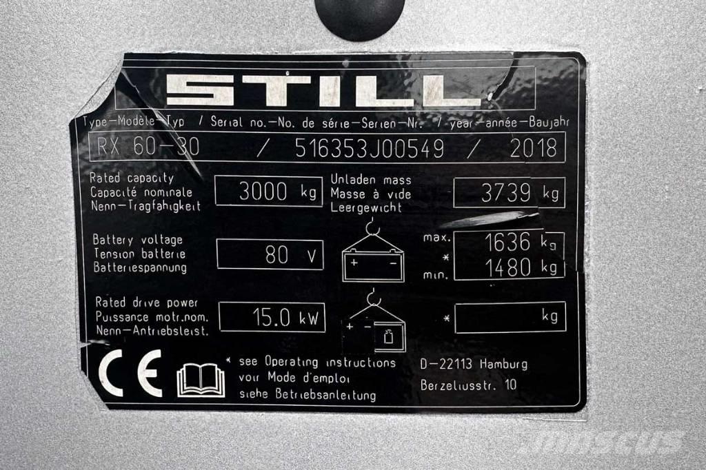 Still RX 60-30 Elektriniai šakiniai krautuvai