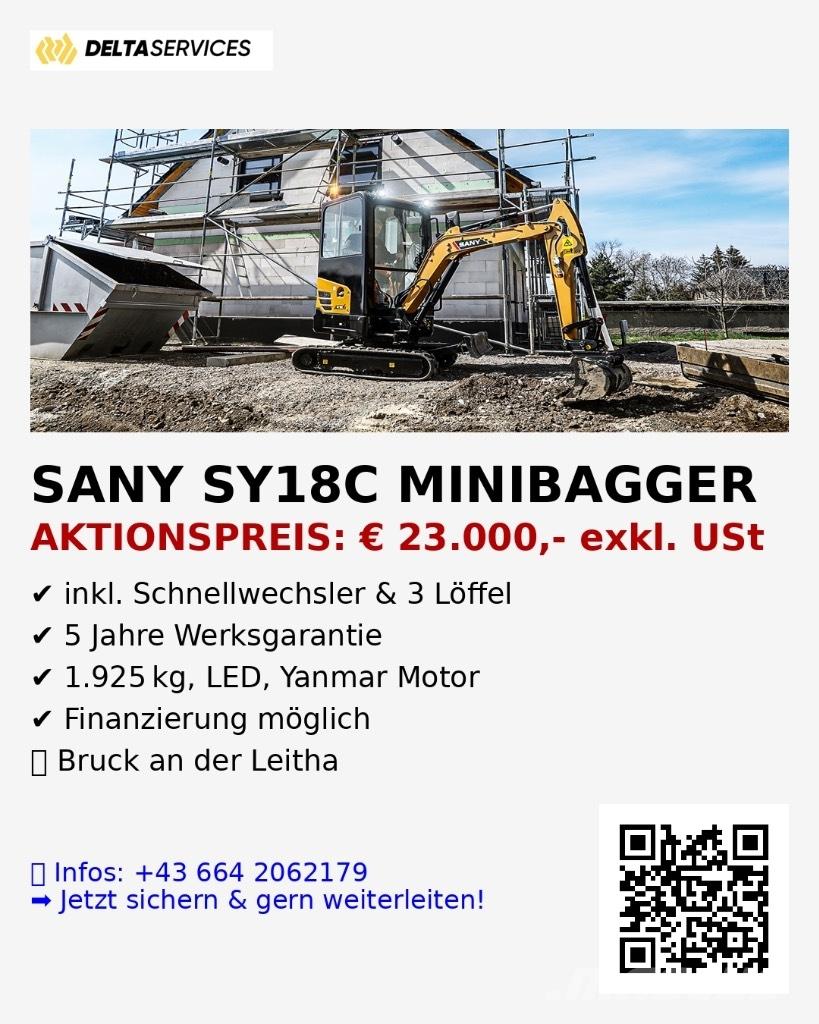 Sany SY 18 C Mini ekskavatoriai < 7 t