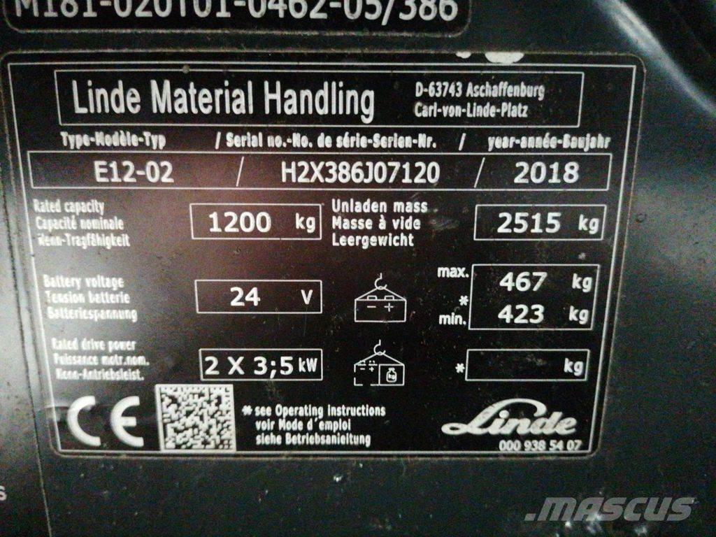 Linde E12-02 Elektriniai šakiniai krautuvai