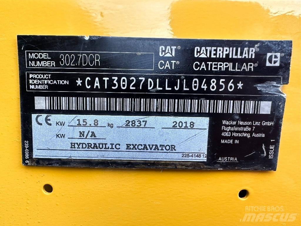 CAT 302.7 D CR Mini ekskavatoriai < 7 t