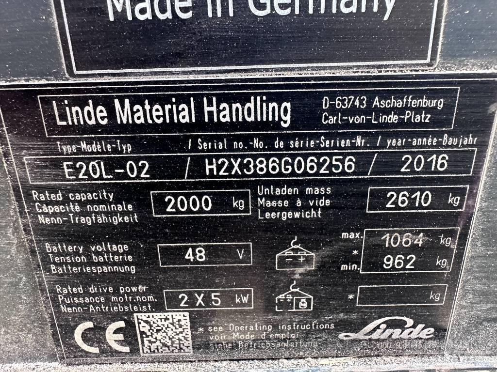 Linde E20L-02 Elektriniai šakiniai krautuvai