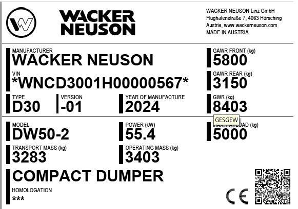 Wacker Neuson DW50-2 Statybiniai savivarčiai sunkvežimiai