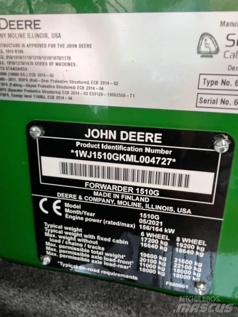 John Deere 1510 G Naudoti miškovežiai (Forvarderiai)
