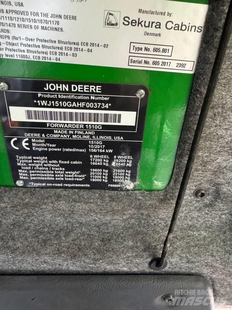 John Deere 1510G Naudoti miškovežiai (Forvarderiai)