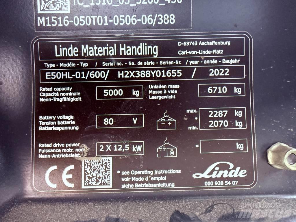 Linde E50/600HL/388 Elektriniai šakiniai krautuvai