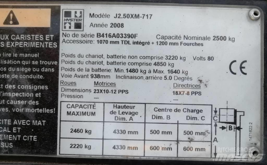 Hyster J 2.50 XM Elektriniai šakiniai krautuvai