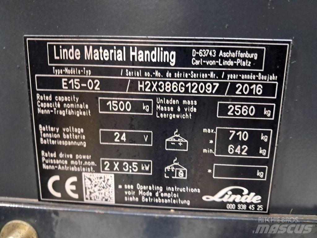 Linde E15-02 Elektriniai šakiniai krautuvai