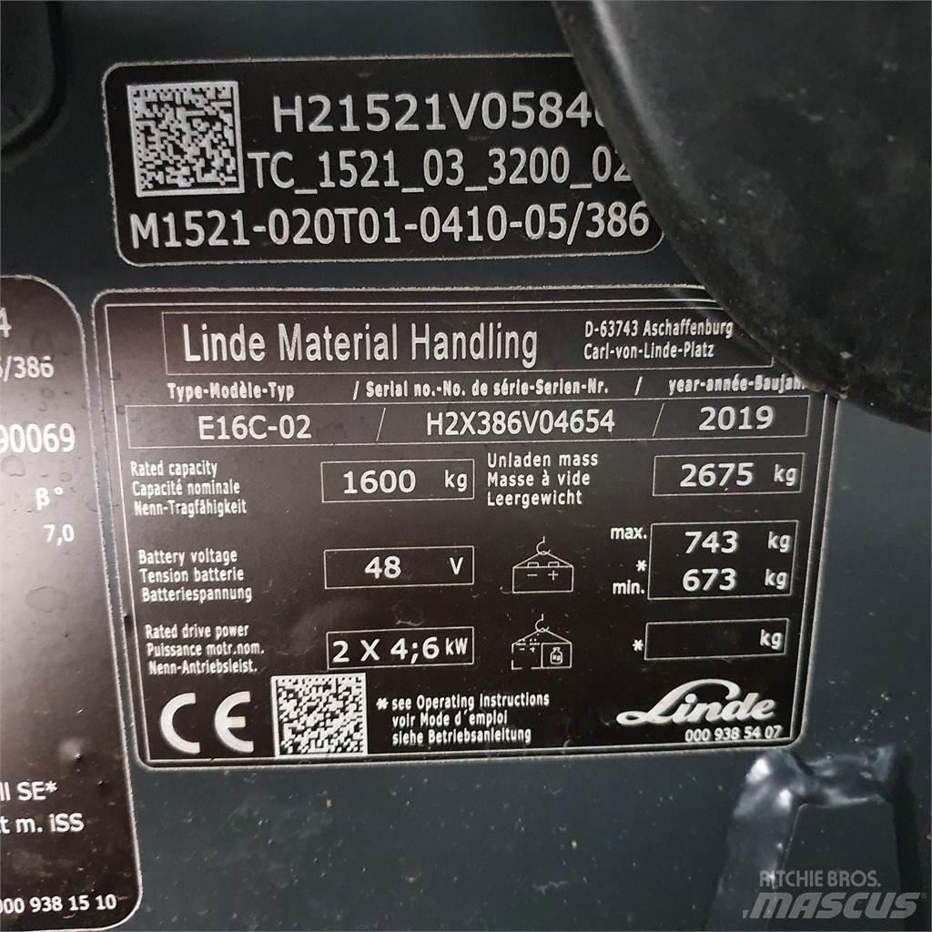 Linde E16C Elektriniai šakiniai krautuvai
