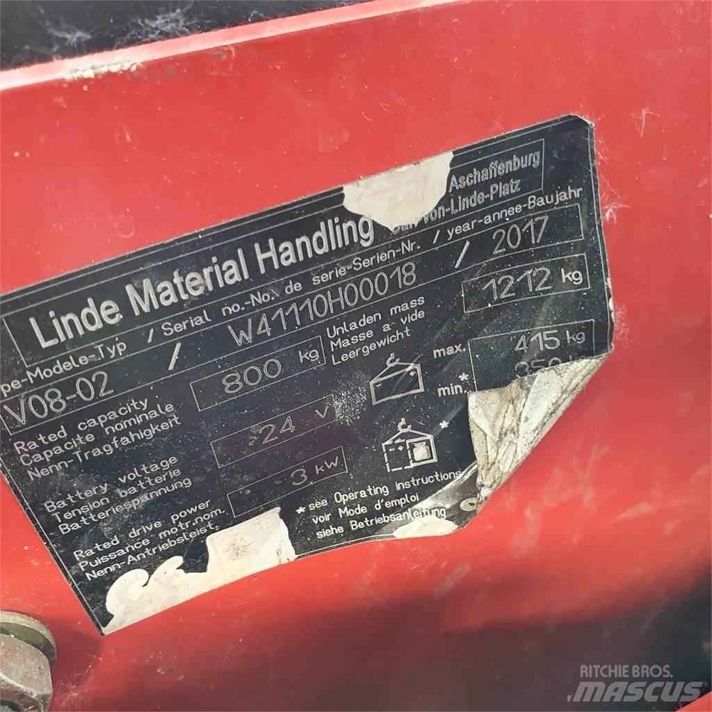 Linde V08-02 Vidutinių aukščių užsakytų prekių krautuvai