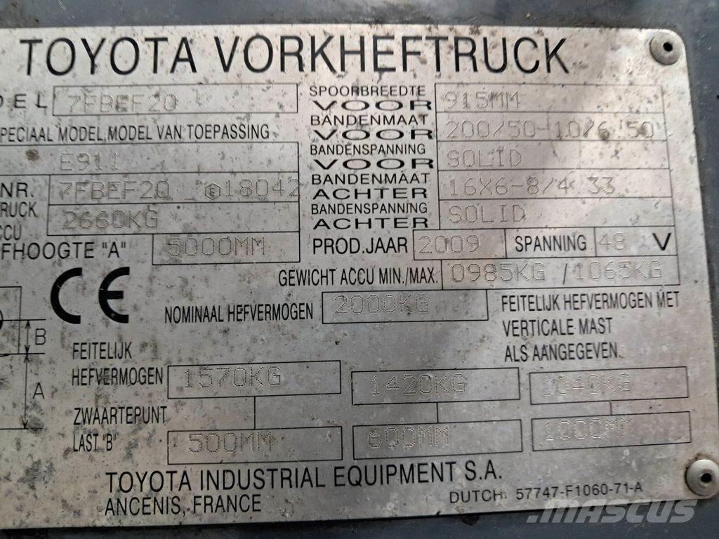 Toyota 7FBEF20 Elektriniai šakiniai krautuvai